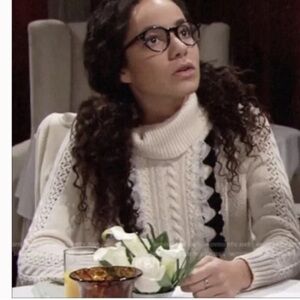 J CREW cable knit embellished ruffled front sweater cowl neck WOOL cream size XS